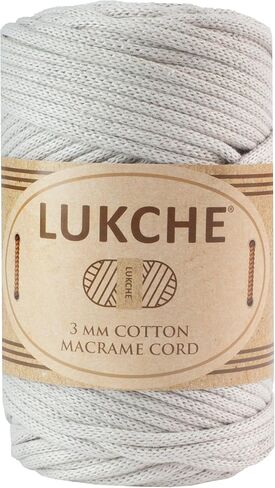 Braided Macrame Cord 3mm x 93yards (279 Feet), Cotton Macrame Cord, Colored Rope, Macrame Yarn, Colored Craft Rope for Wall Hanging, Plant Hangers, Crafts, for Knitting (White 3mm) 1 in Kuwait