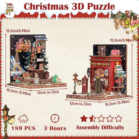 Cutefun Book Nook Kit, DIY 3D Wooden Puzzles for Adults and Teens, Bookends Decorative for Shelves Book Nook Kits for Adults, Christmas Bookshelf Decor Gifts for Family (Fairy Town) in Saudi Arabia