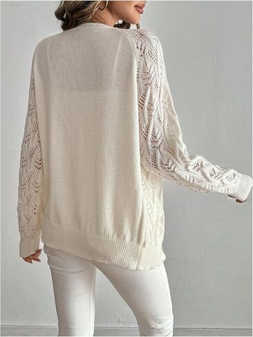 GORGLITTER Women's Crochet Cardigan Long Sleeve Button Down Sweater Cardigans in Saudi Arabia