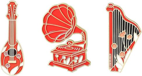 Musician Brooch Violin Gramophone Irish Harp Piano Brooch Pin Concert Holiday Party Gift in Saudi Arabia