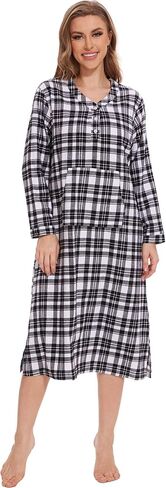 ثوب نوم زيربالا نسائي متوسط ​​الطول من الفلانيل مع جيب من القطن المنقوش in Kuwait