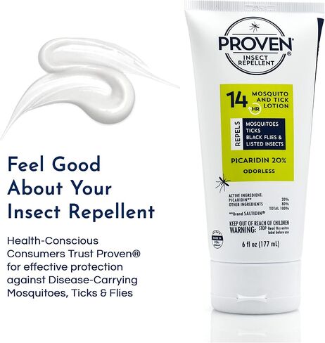 Proven Insect Repellent Lotion, Keep Mosquitoes, Ticks and Flies Off, DEET Alternative Repellent, Up to 14-Hour Protection, Great for Outdoor Camping and Hiking, 6 Ounce, Odorless Lotion in Kuwait