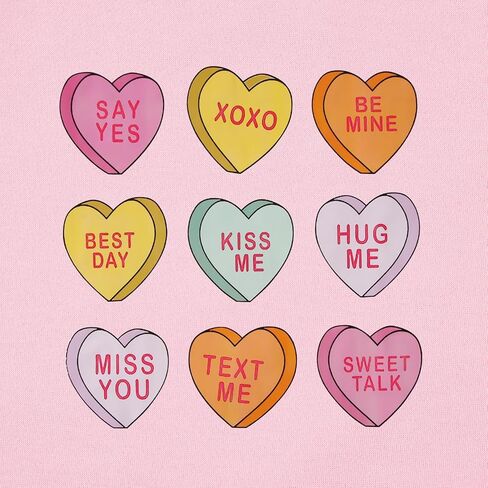 سويت شيرت نسائي لعيد الحب Love Heart XOXO مضحك للمحادثة على شكل قلب قميص علوي بياقة دائرية ملابس كبيرة الحجم (وردي، كبير) in Kuwait