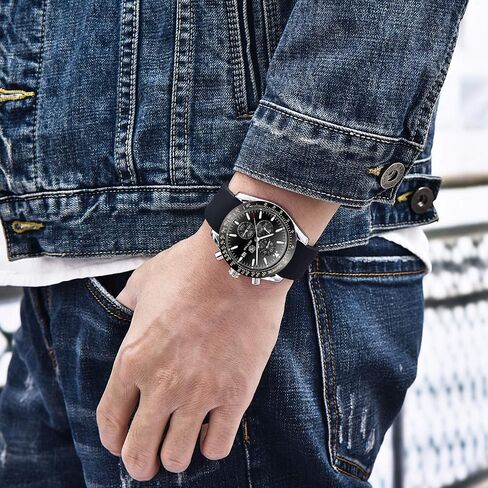 BENYAR Fashion Men's Quartz Chronograph Waterproof Silicone Watches Business Casual Sport Design Wrist Watch for Men Perfect for Father Son Black Blue Rose Gold in Saudi Arabia