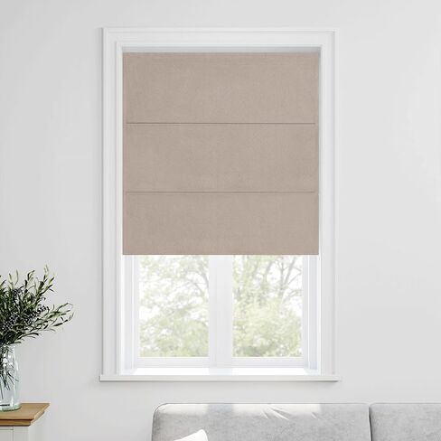 RYB HOME 100% Blackout Roman Shades for Windows, Linen Fabric Magnetic Cordless Roll up Roman Blinds for French Doors Windows Length Adjustable No Drill Easy to Install, Sand, W 26 x L 64, 1 Panel in Saudi Arabia