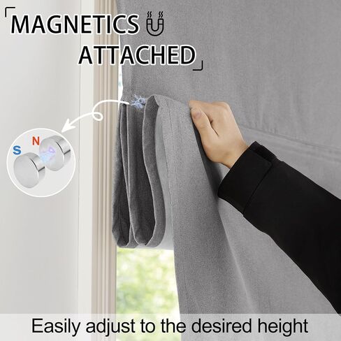 RYB HOME 100% Blackout Roman Shades for Windows, Linen Fabric Magnetic Cordless Roll up Roman Blinds for French Doors Windows Length Adjustable No Drill Easy to Install, Sand, W 26 x L 64, 1 Panel in Saudi Arabia