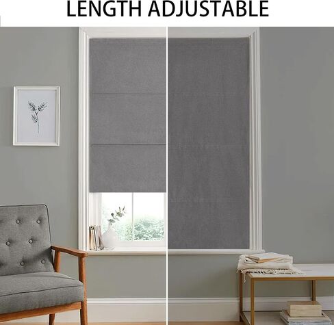 RYB HOME 100% Blackout Roman Shades for Windows, Linen Fabric Magnetic Cordless Roll up Roman Blinds for French Doors Windows Length Adjustable No Drill Easy to Install, Sand, W 26 x L 64, 1 Panel in Saudi Arabia