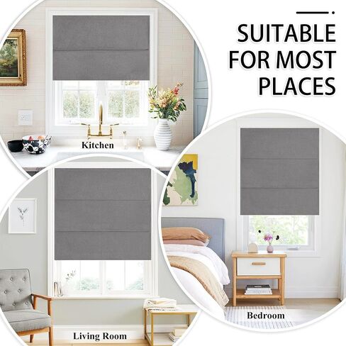 RYB HOME 100% Blackout Roman Shades for Windows, Linen Fabric Magnetic Cordless Roll up Roman Blinds for French Doors Windows Length Adjustable No Drill Easy to Install, Sand, W 26 x L 64, 1 Panel in Saudi Arabia