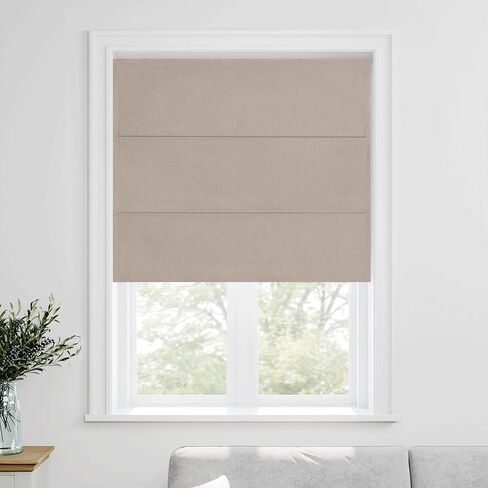 RYB HOME 100% Blackout Roman Shades for Windows, Linen Fabric Magnetic Cordless Roll up Roman Blinds for French Doors Windows Length Adjustable No Drill Easy to Install, Sand, W 26 x L 64, 1 Panel in Saudi Arabia