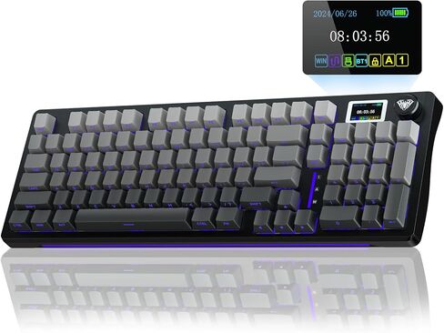 AULA S98 Pro Wireless Mechanical Keyboard,Smart Screen & Knob,Tri-Mode BT5.0/USB-C/2.4GHz Creamy Keyboard,Gasket Structure,Pre-lubed Linear Switches,Hot Swappable RGB Backlit Computer Gaming Keyboards in Kuwait
