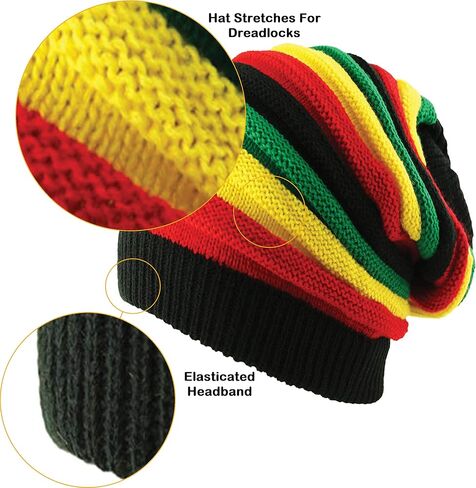 CRAZY Lizard Rasta Hat Dreadlock Hats for Men Ideal Dread Cap and loc Cap for Dreadlocks Men Warm and Good fit for Long Hair in Saudi Arabia