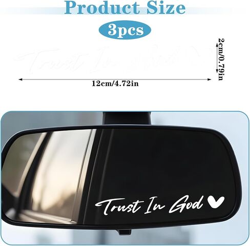 3X Trust in God Rear View Mirror Sticker, Rearview Mirror Decal with Heart Car Window Decals Self Affirmations Car Mirror Stickers for Women Water Bottle Laptop Accessories Gifts(White) in Saudi Arabia