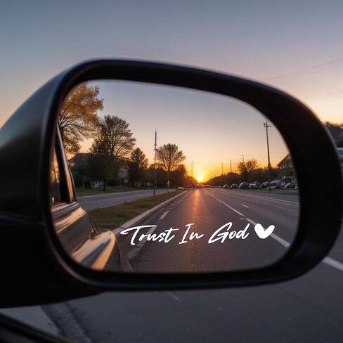 3X Trust in God Rear View Mirror Sticker, Rearview Mirror Decal with Heart Car Window Decals Self Affirmations Car Mirror Stickers for Women Water Bottle Laptop Accessories Gifts(White) in Saudi Arabia