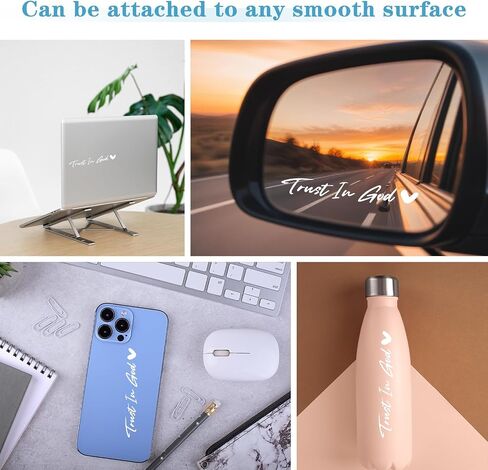 3X Trust in God Rear View Mirror Sticker, Rearview Mirror Decal with Heart Car Window Decals Self Affirmations Car Mirror Stickers for Women Water Bottle Laptop Accessories Gifts(White) in Saudi Arabia