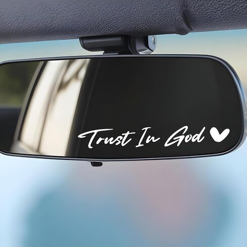 3X Trust in God Rear View Mirror Sticker, Rearview Mirror Decal with Heart Car Window Decals Self Affirmations Car Mirror Stickers for Women Water Bottle Laptop Accessories Gifts(White) in Saudi Arabia