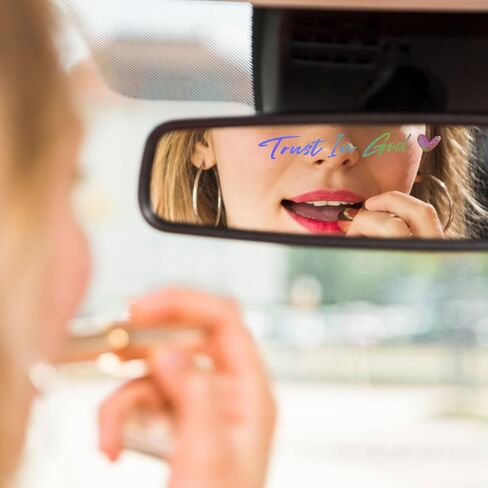 3X Trust in God Rear View Mirror Sticker, Rearview Mirror Decal with Heart Car Window Decals Self Affirmations Car Mirror Stickers for Women Water Bottle Laptop Accessories Gifts(White) in Kuwait