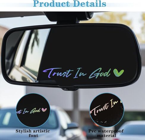 3X Trust in God Rear View Mirror Sticker, Rearview Mirror Decal with Heart Car Window Decals Self Affirmations Car Mirror Stickers for Women Water Bottle Laptop Accessories Gifts(White) in Kuwait