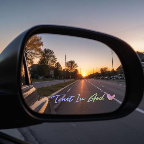 3X Trust in God Rear View Mirror Sticker, Rearview Mirror Decal with Heart Car Window Decals Self Affirmations Car Mirror Stickers for Women Water Bottle Laptop Accessories Gifts(White) in Kuwait