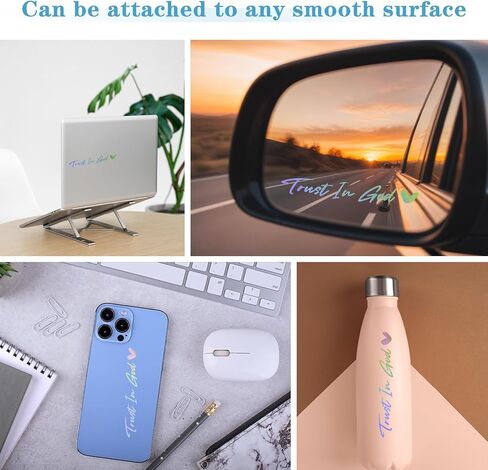 3X Trust in God Rear View Mirror Sticker, Rearview Mirror Decal with Heart Car Window Decals Self Affirmations Car Mirror Stickers for Women Water Bottle Laptop Accessories Gifts(White) in Kuwait