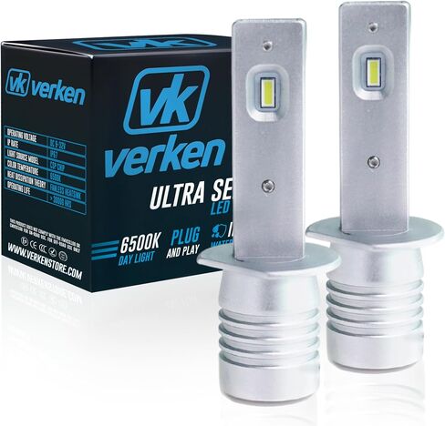 VERKEN 9006 - HB4 Fog Light Bulb, No Adapter Required High-Efficiency Super Bright 10000LM, 6500K Cool White, IP67, Plug and Play, Pack of 2 in Saudi Arabia