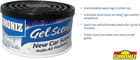 Gel Air Freshener 3 Pack 2.5 Ounces each - Auto Air Freshener, Eliminates Bad Scents & Odors - Home, Pets, Bathroom, Kitchen, Living Room, Car - Absorbent, Long Lasting Fragrance (New Car) in Saudi Arabia