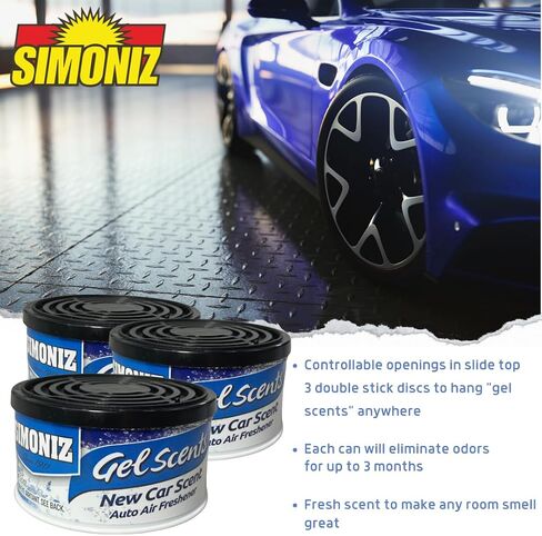 Gel Air Freshener 3 Pack 2.5 Ounces each - Auto Air Freshener, Eliminates Bad Scents & Odors - Home, Pets, Bathroom, Kitchen, Living Room, Car - Absorbent, Long Lasting Fragrance (New Car) in Saudi Arabia