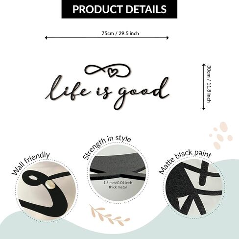 علامة معدنية Life is Good - ديكور حائط داخلي وخارجي لديكورات المزرعة - لوحات فنية جدارية معدنية ولافتات لديكور المنزل - هدايا مثالية لتدفئة المنزل الجديد وهدايا عائلية - فن جداري معدني متين (5) in Saudi Arabia