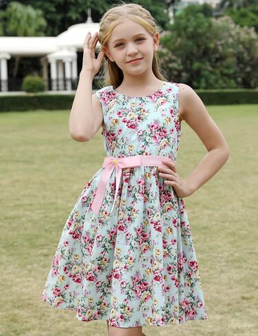 Floral Cotton Kids Girl Dresses Summer Girls Clothes,1HPEA05,4-5 Years(120) in Saudi Arabia