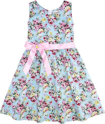 Floral Cotton Kids Girl Dresses Summer Girls Clothes,1HPEA05,4-5 Years(120) in Saudi Arabia
