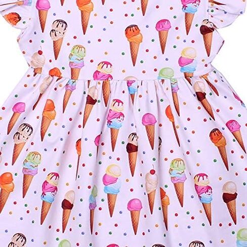 Toddler Girls Summer Ice Cream Print Sleeveless Dress Kids Cute Skirt in Saudi Arabia