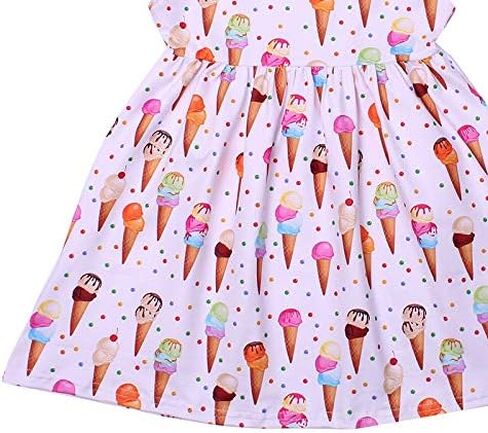 Toddler Girls Summer Ice Cream Print Sleeveless Dress Kids Cute Skirt in Saudi Arabia