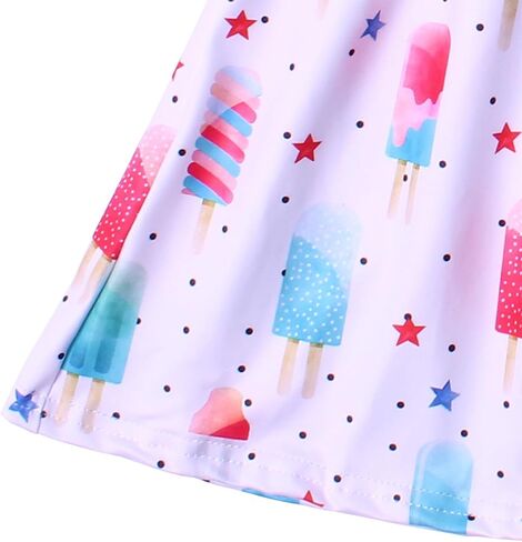 Toddler Girls Summer Ice Cream Print Sleeveless Dress Kids Cute Skirt in Saudi Arabia