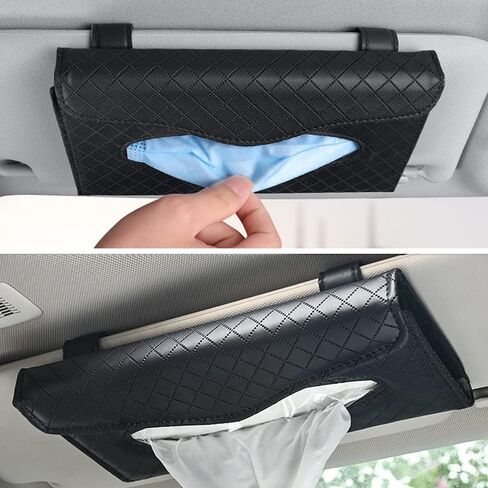 Visor Mask Holder Car Visor Tissue Holder Car Sun Visor Tissue Holder Sun Visor Napkin Holder Backseat Tissue Case Holder for Car Accessories(Black Plaid Stripes) in Saudi Arabia