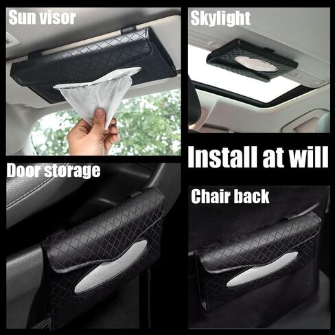 Visor Mask Holder Car Visor Tissue Holder Car Sun Visor Tissue Holder Sun Visor Napkin Holder Backseat Tissue Case Holder for Car Accessories(Black Plaid Stripes) in Saudi Arabia