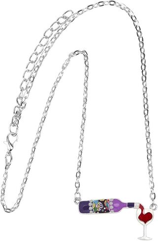BONSNY Enamel Alloy Red Wine Bottle Heart Necklace Pendant Chain Choker Jewelry For Women Gift Charm in Saudi Arabia