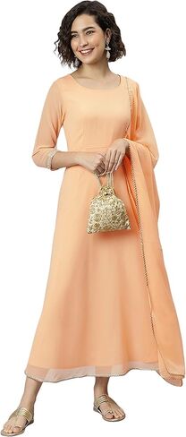 كورتا بولي جورجيت للسيدات من Janasya Indian مع وشاح in Kuwait