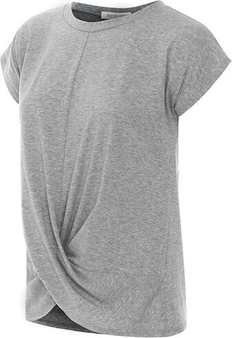 Women's Short Sleeve Round Neck Twist Front Casual Loose Fitting Tunic T-Shirt (S-3XL) in Saudi Arabia
