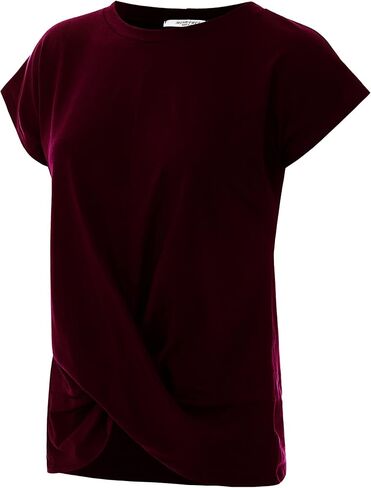 Women's Short Sleeve Round Neck Twist Front Casual Loose Fitting Tunic T-Shirt (S-3XL) in Saudi Arabia