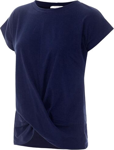 Women's Short Sleeve Round Neck Twist Front Casual Loose Fitting Tunic T-Shirt (S-3XL) in Saudi Arabia