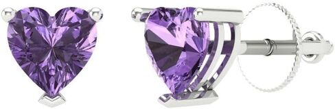 1.5 ct Brilliant Heart Cut Studs Alexandrite 14k White Gold Desginer Affordable Earrings Screw back in Saudi Arabia