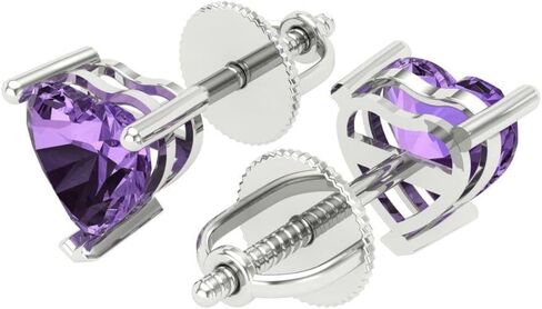 1.5 ct Brilliant Heart Cut Studs Alexandrite 14k White Gold Desginer Affordable Earrings Screw back in Saudi Arabia