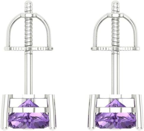 1.5 ct Brilliant Heart Cut Studs Alexandrite 14k White Gold Desginer Affordable Earrings Screw back in Saudi Arabia