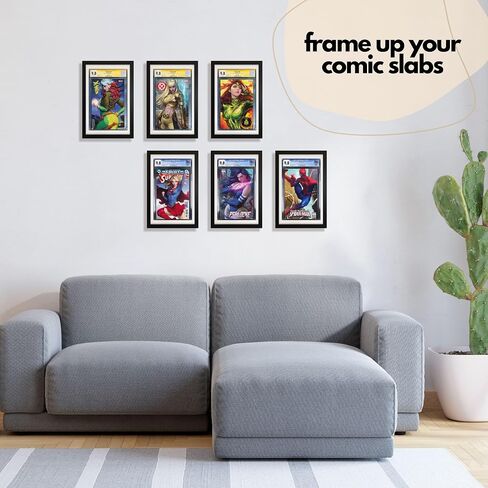Graded Comic Book Frame – Black Frame & White Mat with Artwork by Artgerm. UV Protection for Standard CGC/CBCS Graded Comic Books. Display on Wall or Tabletop. in Saudi Arabia