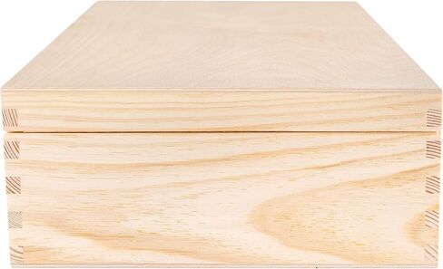 A4 Wooden Storage Box Unpainted Plain | 13.30 x 9.76 x 3.93 in | Golden Latch & Lid | Perfect for Storing Files Tools Documents & Valuables in The Office or Bedroom | Jewelry Box in Kuwait