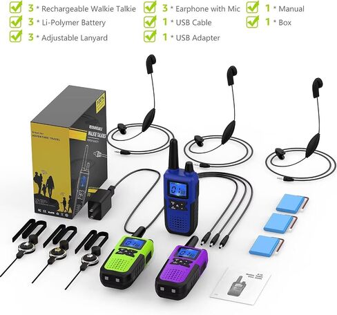 Topsung 3 Walkie Talkies Rechargeable Adults Long Range with Earpieces NOAA in Kuwait