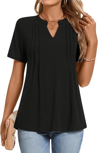Netsmile Womens's Casual Summer Tops Short Sleeve T-Shirt Dressy V-Neck Tunic Blouse in Kuwait