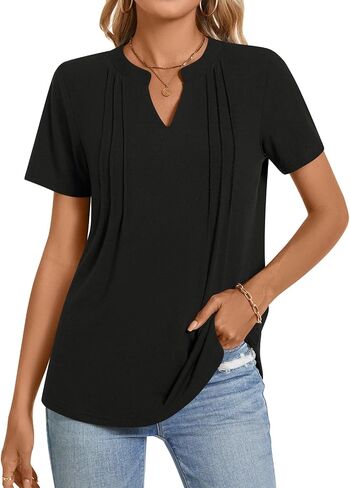 Netsmile Womens's Casual Summer Tops Short Sleeve T-Shirt Dressy V-Neck Tunic Blouse in Kuwait
