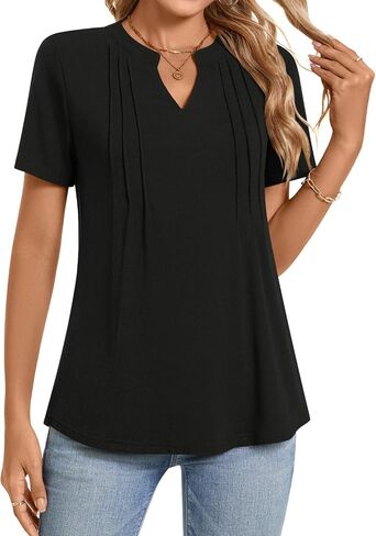 Netsmile Womens's Casual Summer Tops Short Sleeve T-Shirt Dressy V-Neck Tunic Blouse in Kuwait