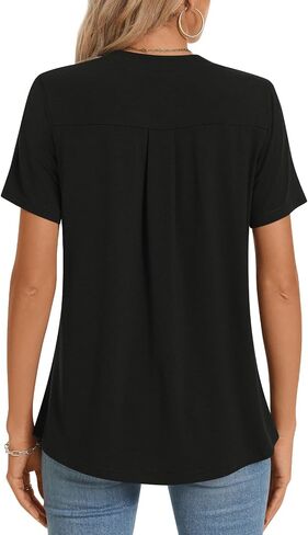 Netsmile Womens's Casual Summer Tops Short Sleeve T-Shirt Dressy V-Neck Tunic Blouse in Kuwait