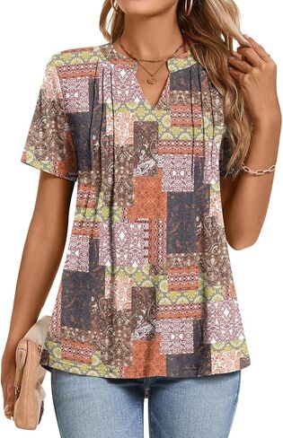 Netsmile Womens's Casual Summer Tops Short Sleeve T-Shirt Dressy V-Neck Tunic Blouse in Kuwait